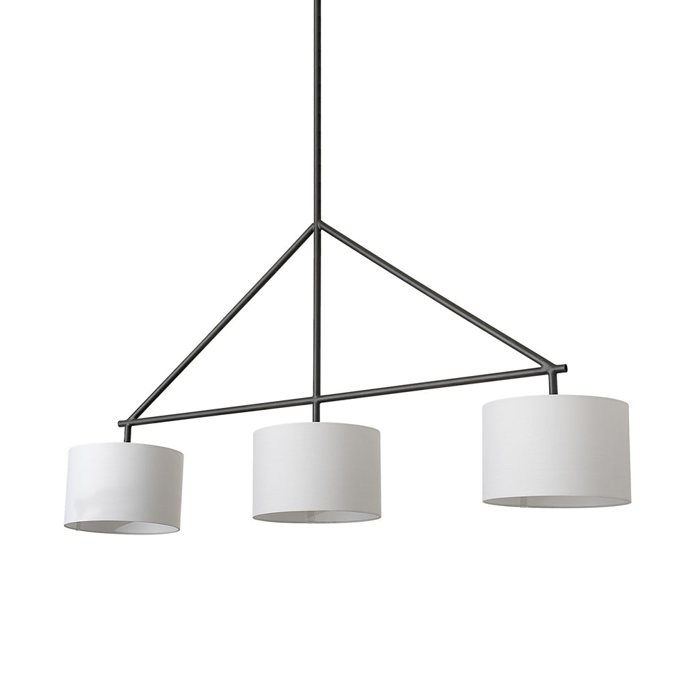 Metal Framed White Shade Three Bulb Hanging Light - Homeroots