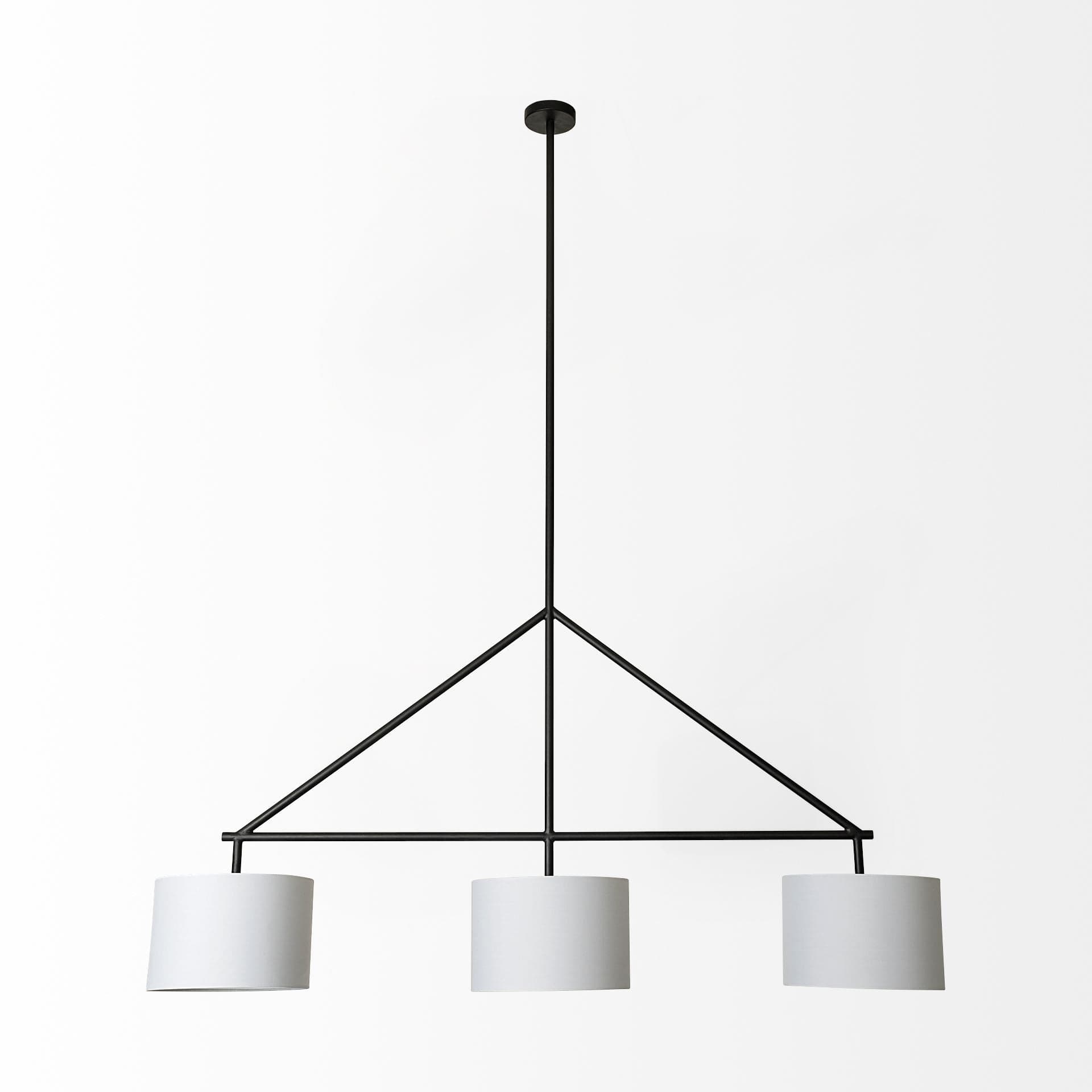 Metal Framed White Shade Three Bulb Hanging Light - Homeroots