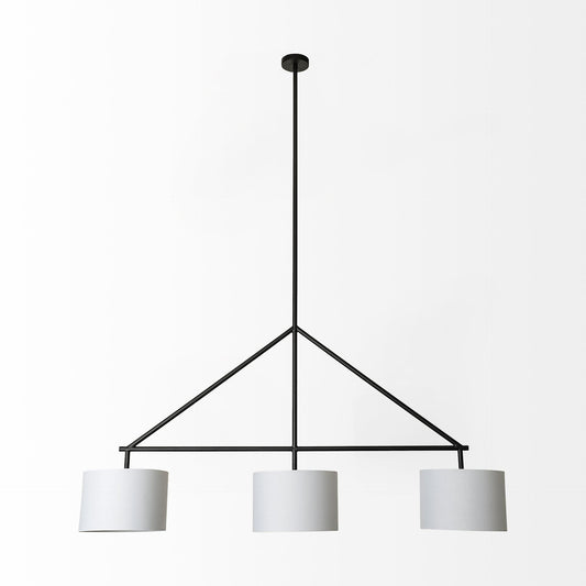 Metal Framed White Shade Three Bulb Hanging Light - Homeroots