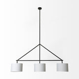 Metal Framed White Shade Three Bulb Hanging Light - Homeroots