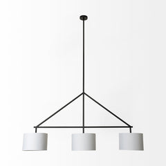 Metal Framed White Shade Three Bulb Hanging Light - Homeroots