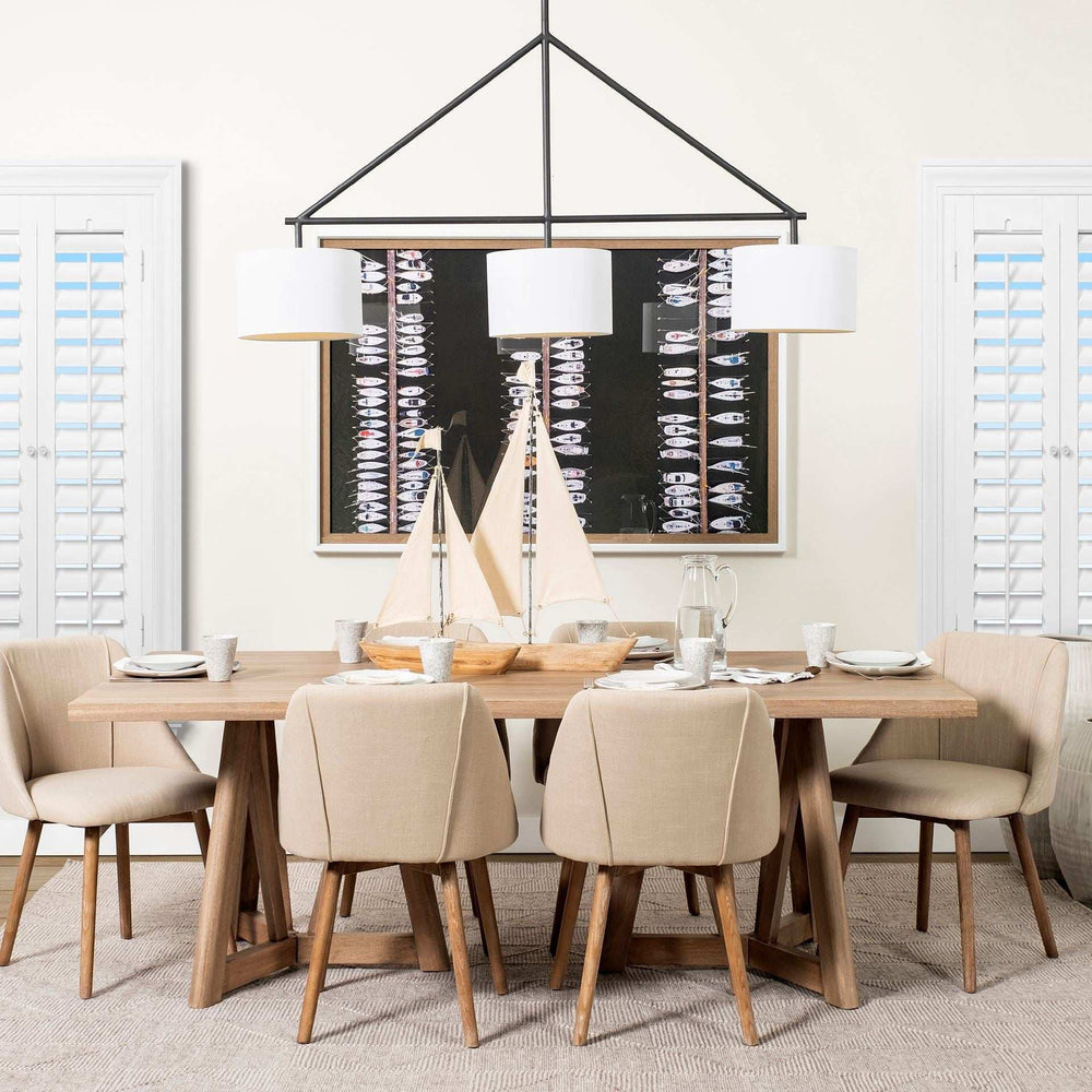 Metal Framed White Shade Three Bulb Hanging Light - Homeroots - Flyclothing LLC