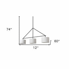 Metal Framed White Shade Three Bulb Hanging Light - Homeroots