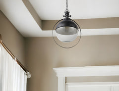 Black Metal Sphere Pendant Hanging Light - Homeroots