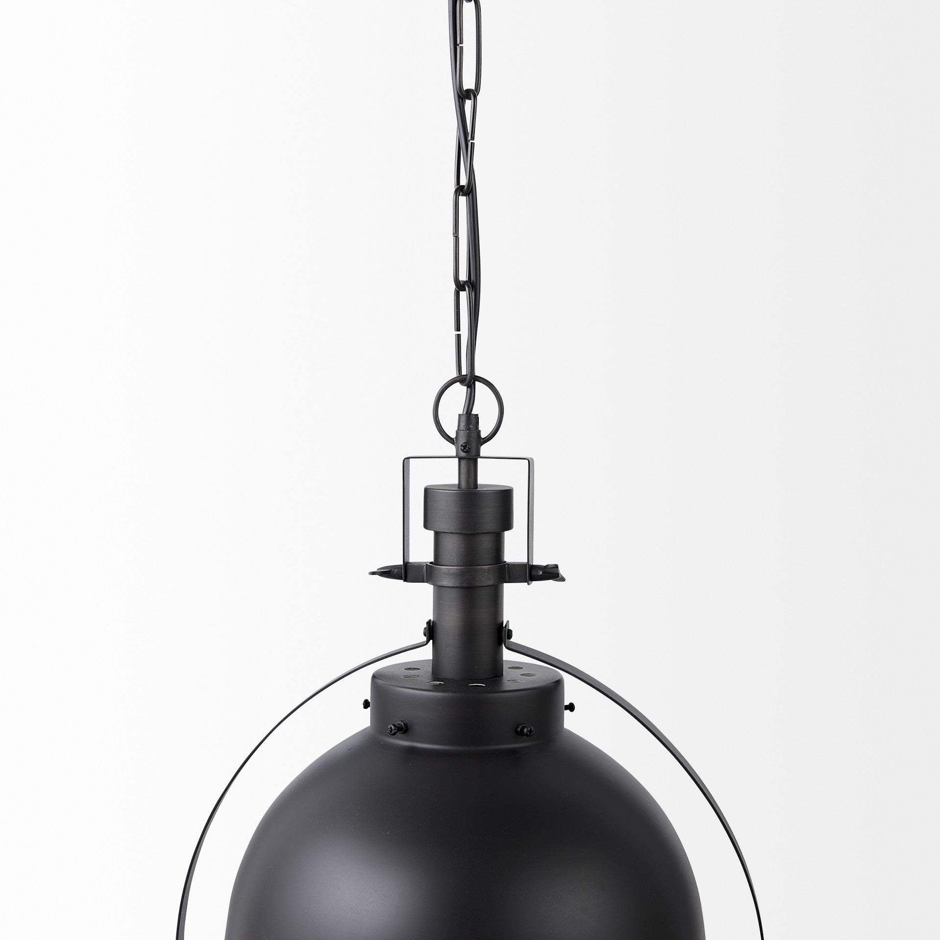Black Metal Sphere Pendant Hanging Light - Homeroots - Flyclothing LLC