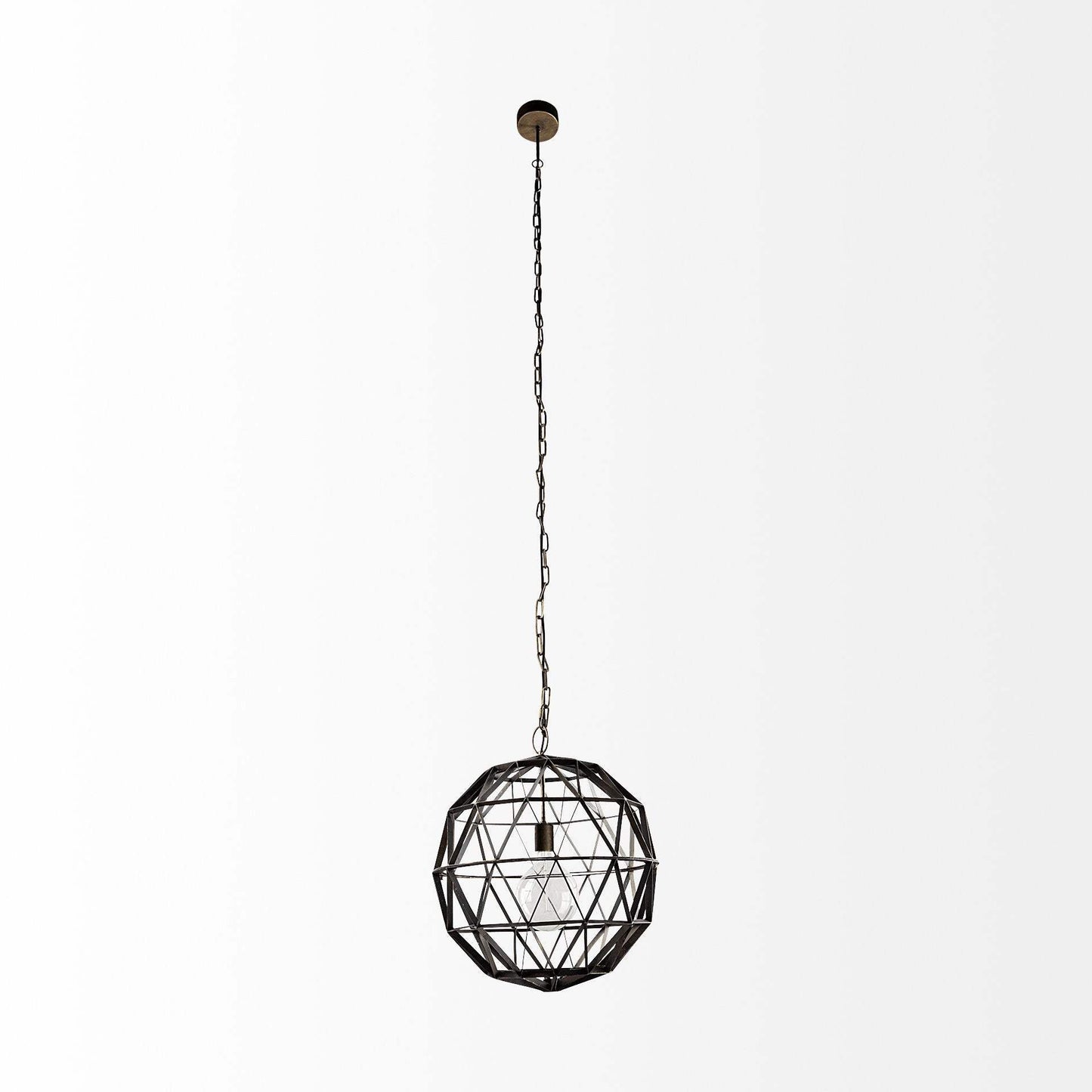 Black Metal Geometric Globe Hanging Light - Homeroots - Flyclothing LLC