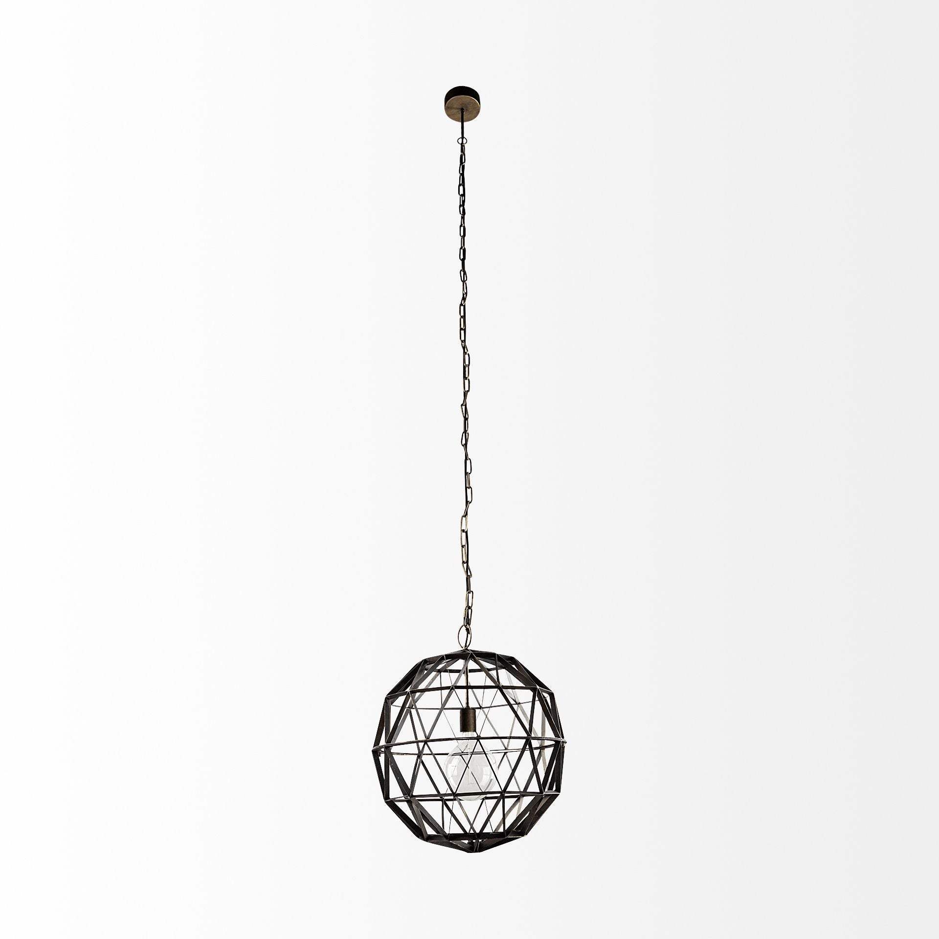 Black Metal Geometric Globe Hanging Light - Homeroots - Flyclothing LLC