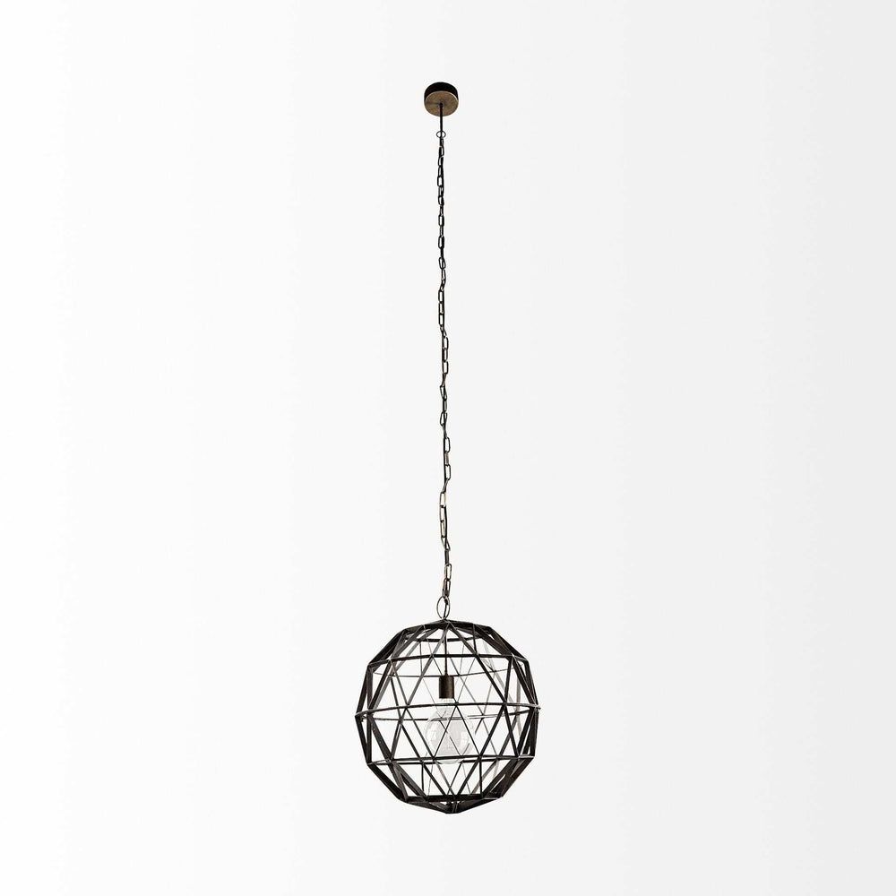 Black Metal Geometric Globe Hanging Light - Homeroots - Flyclothing LLC