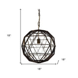 Black Metal Geometric Globe Hanging Light - Homeroots - Flyclothing LLC