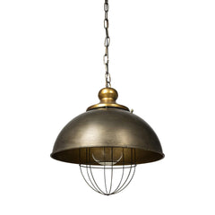 Rustic Gold Ton Metal Dome Hanging Light - Homeroots