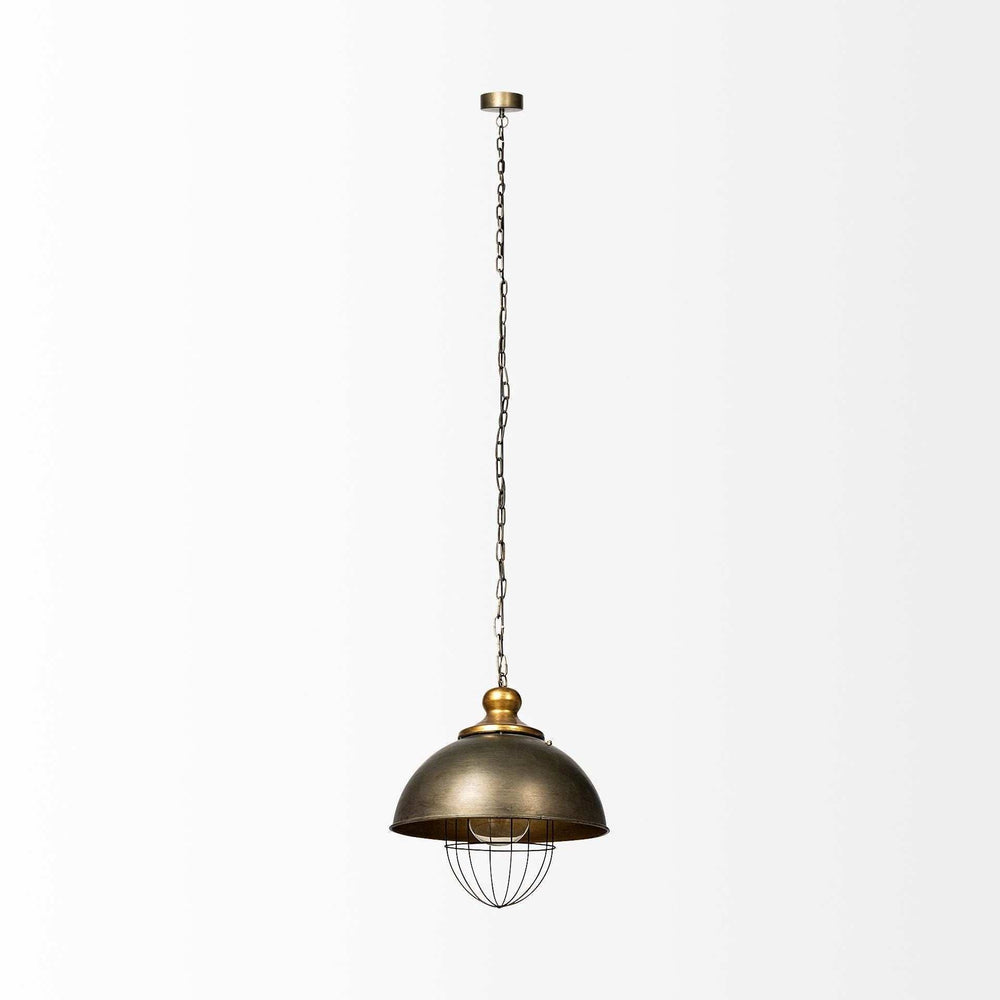 Rustic Gold Ton Metal Dome Hanging Light - Homeroots - Flyclothing LLC