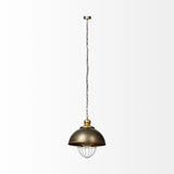 Rustic Gold Ton Metal Dome Hanging Light - Homeroots