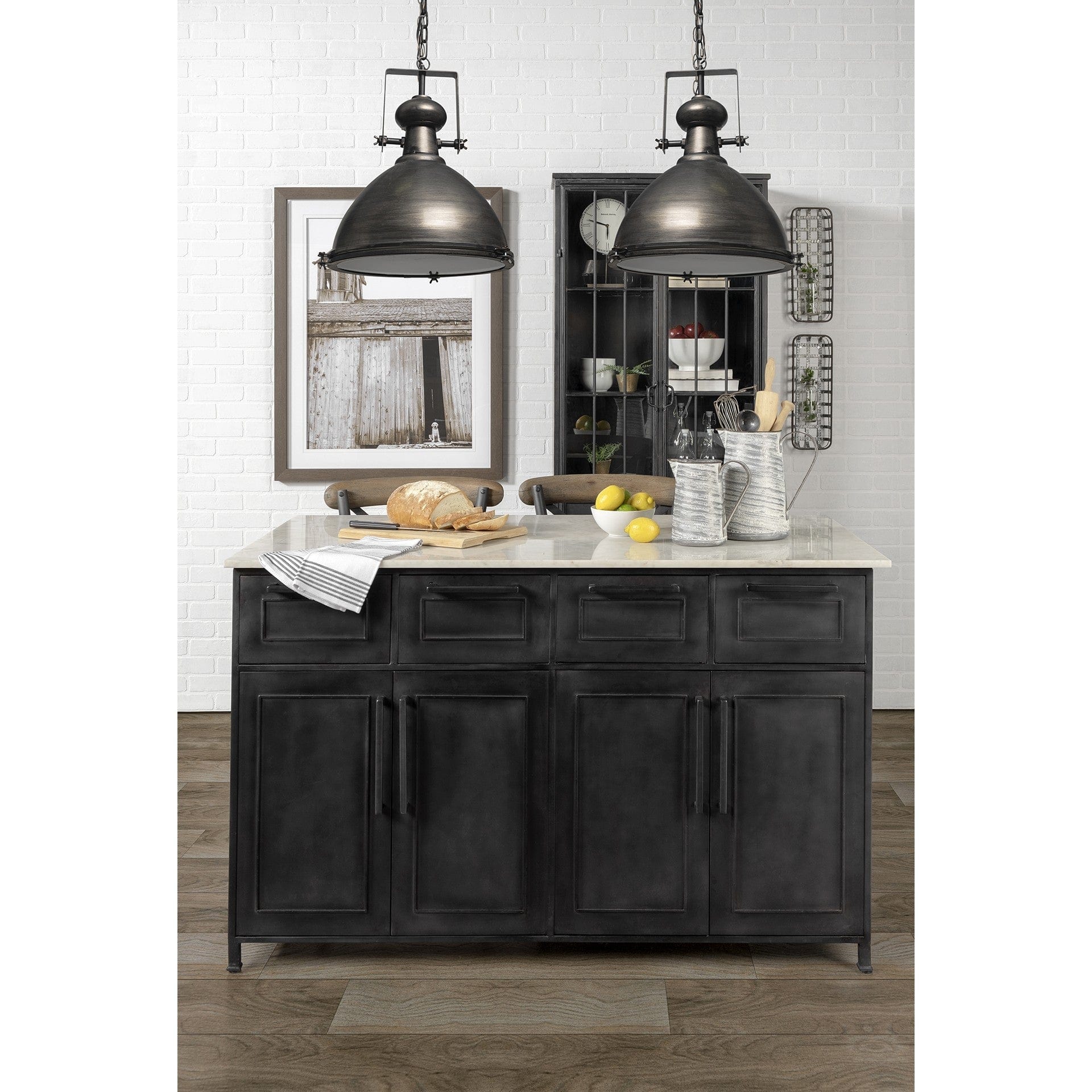 Industrial Gray Metal Hanging Pendant Light - Homeroots