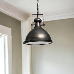 Industrial Gray Metal Hanging Pendant Light - Homeroots