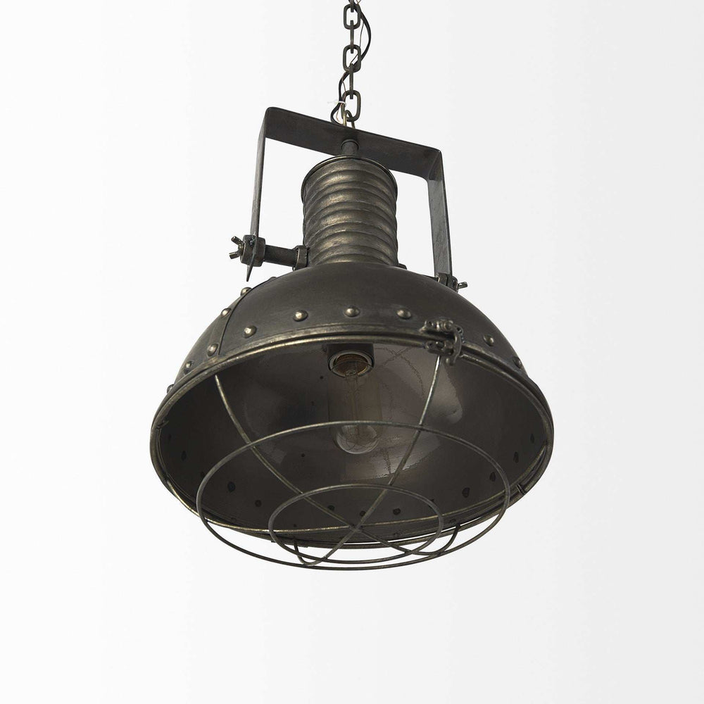Industrial Caged Black Metal Hanging Light - Homeroots - Flyclothing LLC