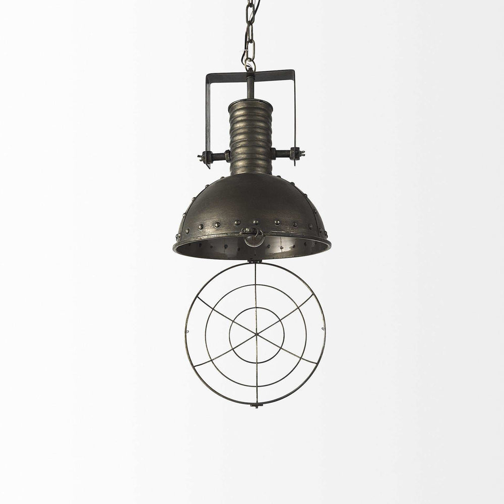 Industrial Caged Black Metal Hanging Light - Homeroots - Flyclothing LLC