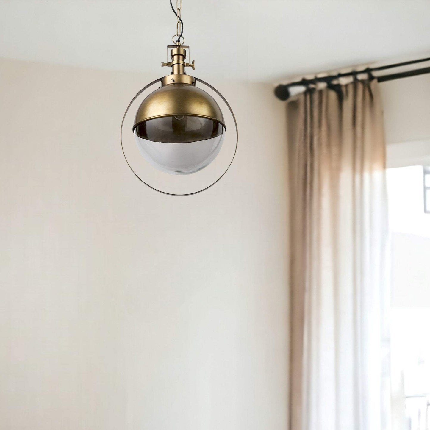 Gold Metal Sphere Pendant Hanging Light - Homeroots - Flyclothing LLC
