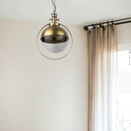 Gold Metal Sphere Pendant Hanging Light - Homeroots