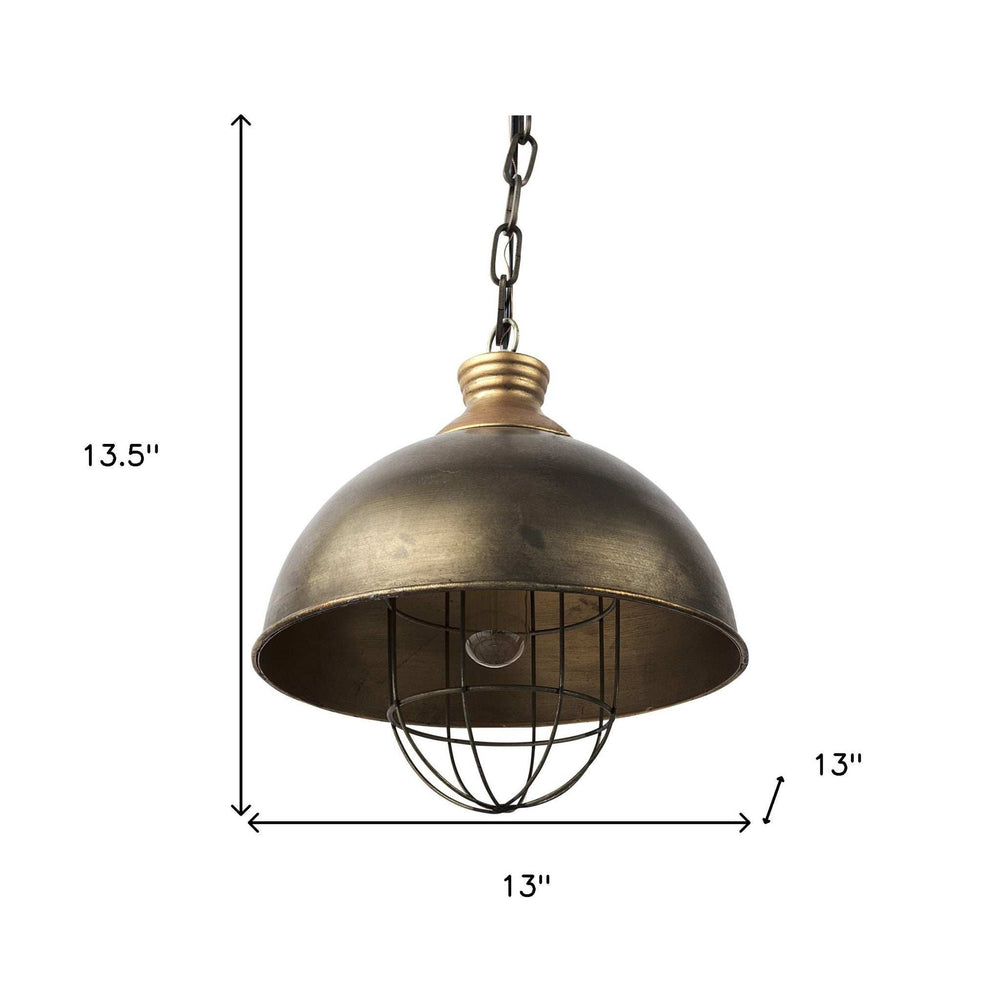 Distressed Bronze Metal Dome Hanging Light - Homeroots - Flyclothing LLC