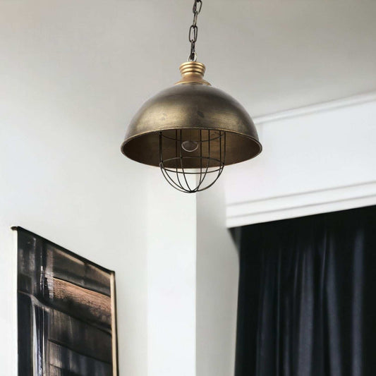 Distressed Bronze Metal Dome Hanging Light - Homeroots - Flyclothing LLC