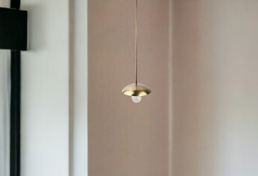 Hammered Gold Metal Hanging Pendant Light - Homeroots