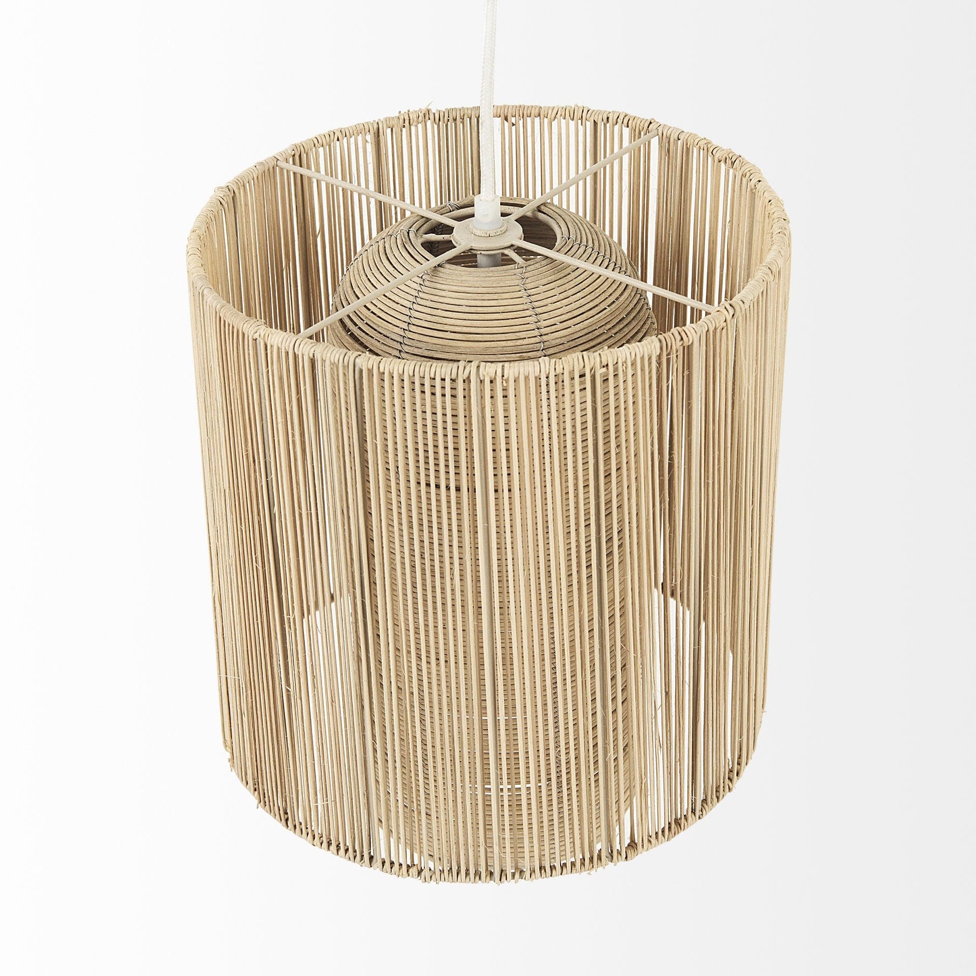 Natural Cane Cylindrical Hanging Pendant Light - Homeroots