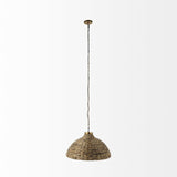 Brown Wicker Domed Hanging Pendant Light - Homeroots