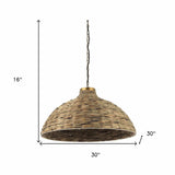 Brown Wicker Domed Hanging Pendant Light - Homeroots - Flyclothing LLC
