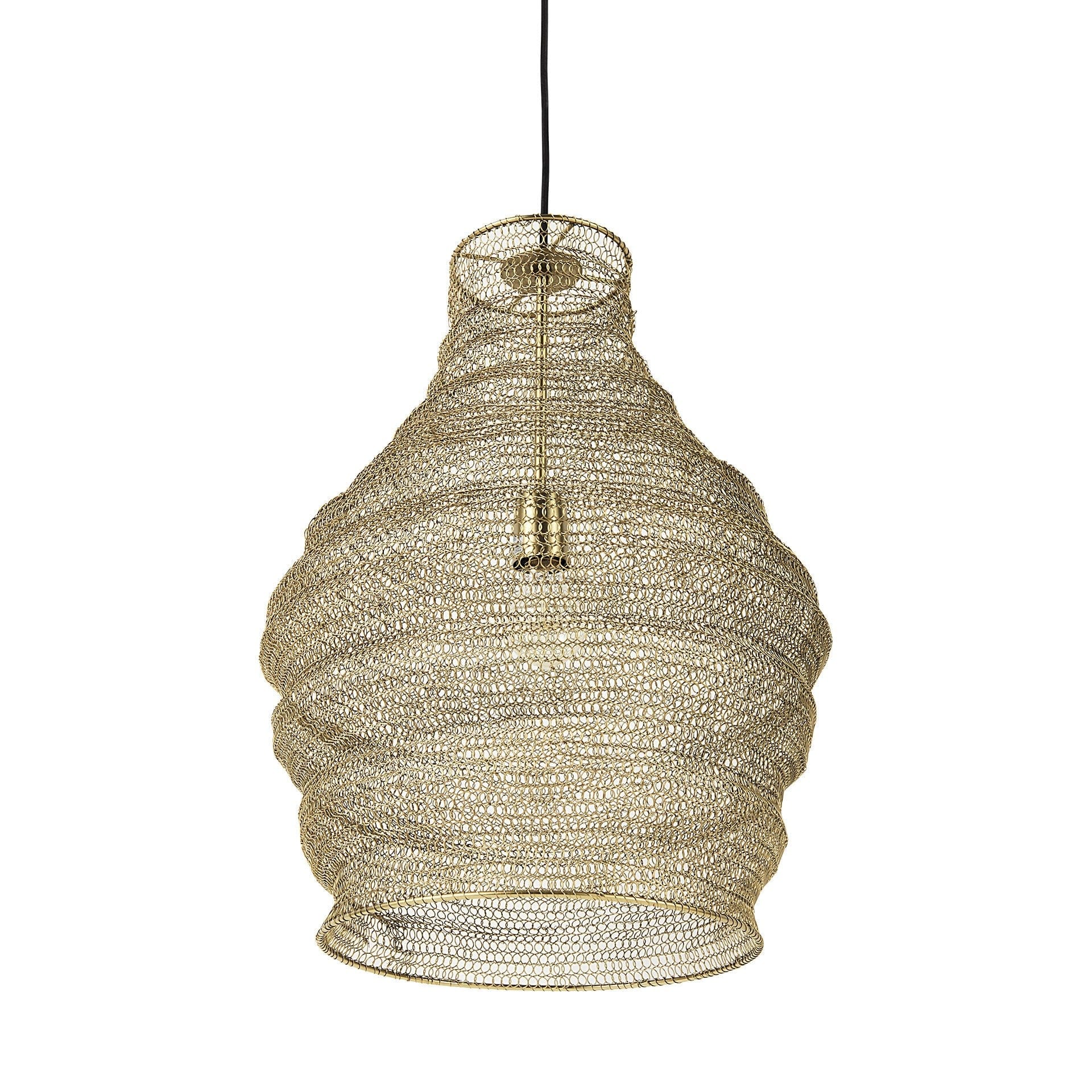 Gold Metal Wire Mesh Hanging Pendant Light - Homeroots