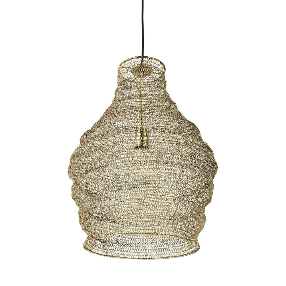 Gold Metal Wire Mesh Hanging Pendant Light - Homeroots