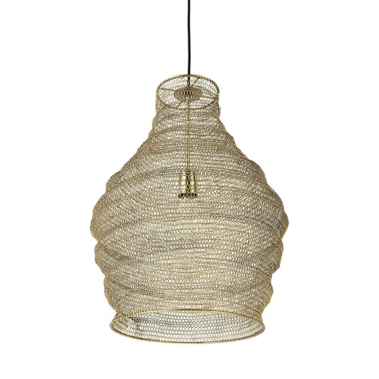 Gold Metal Wire Mesh Hanging Pendant Light - Homeroots