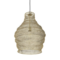Gold Metal Wire Mesh Hanging Pendant Light - Homeroots