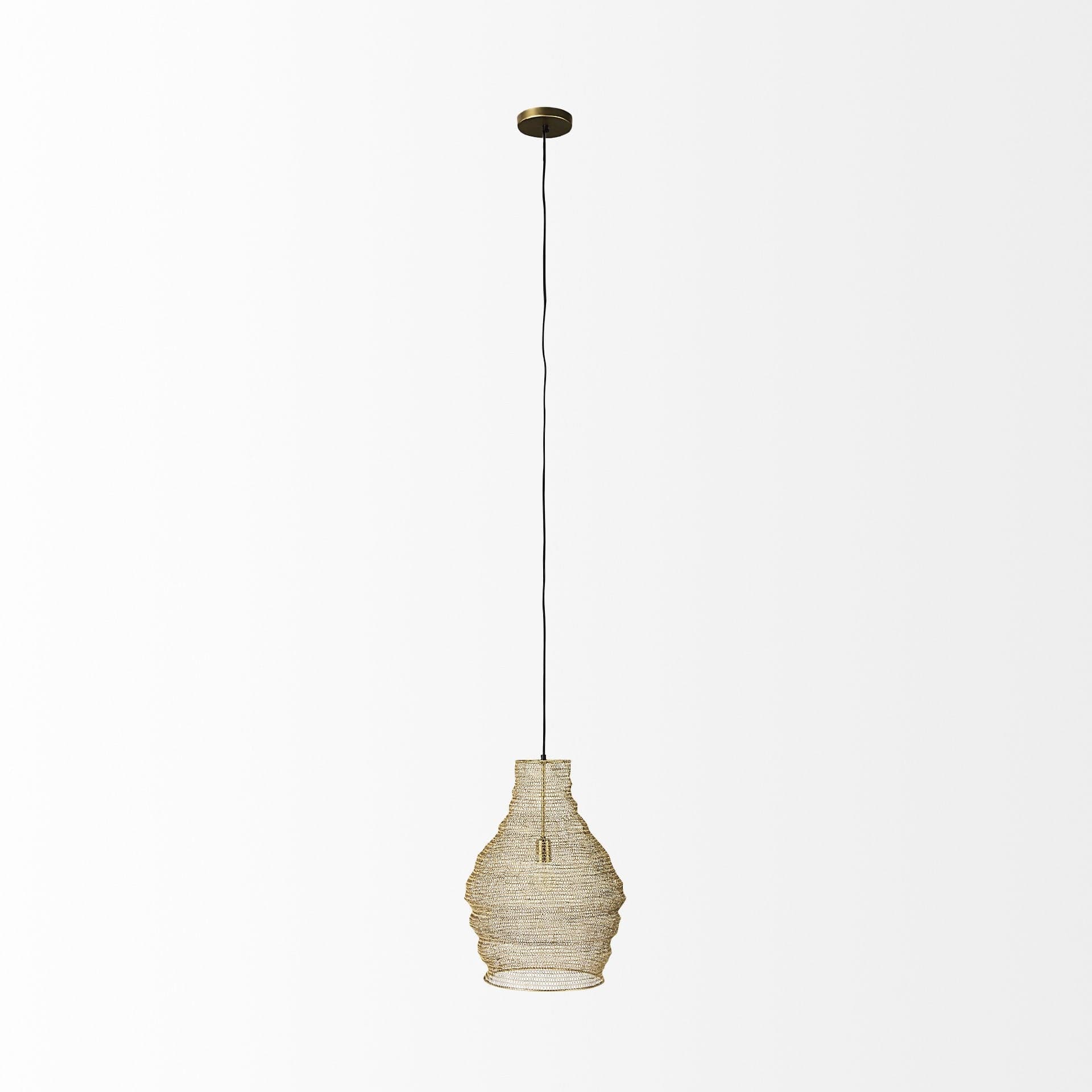 Gold Metal Wire Mesh Hanging Pendant Light - Homeroots