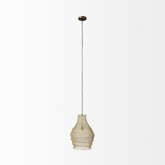 Gold Metal Wire Mesh Hanging Pendant Light - Homeroots