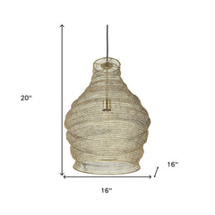 Gold Metal Wire Mesh Hanging Pendant Light - Homeroots