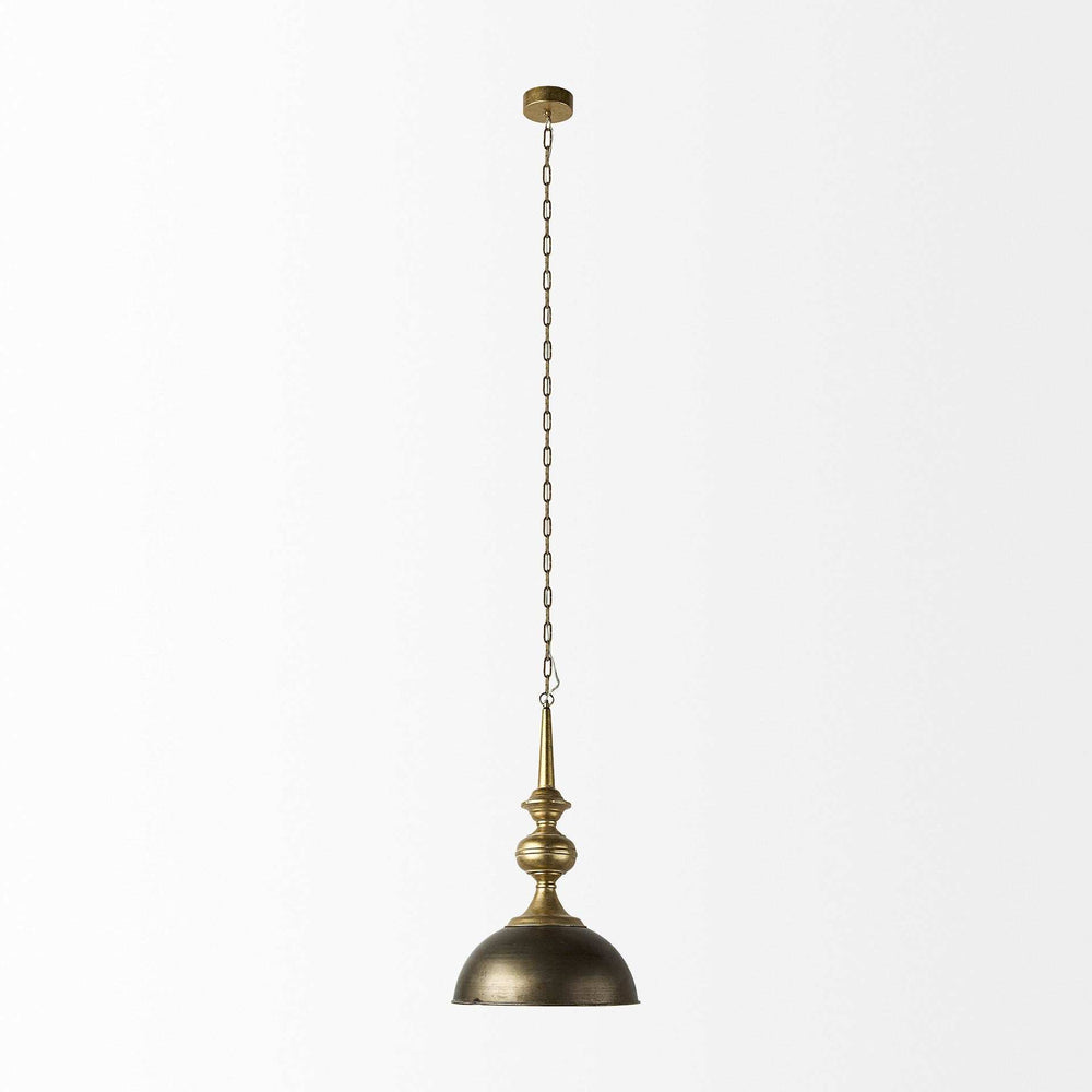 Gold Toned Metal Dome Hanging Pendant Light - Homeroots - Flyclothing LLC