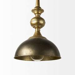 Gold Toned Metal Dome Hanging Pendant Light - Homeroots