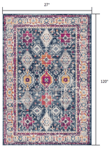 12' Runner Blue and Ivory Oriental Runner Rug - Homeroots - Flyclothing LLC