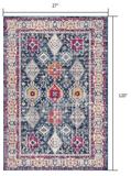 12' Runner Blue and Ivory Oriental Runner Rug - Homeroots