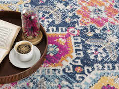 13' Runner Blue and Ivory Oriental Runner Rug