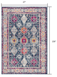 13' Runner Blue and Ivory Oriental Runner Rug - Homeroots