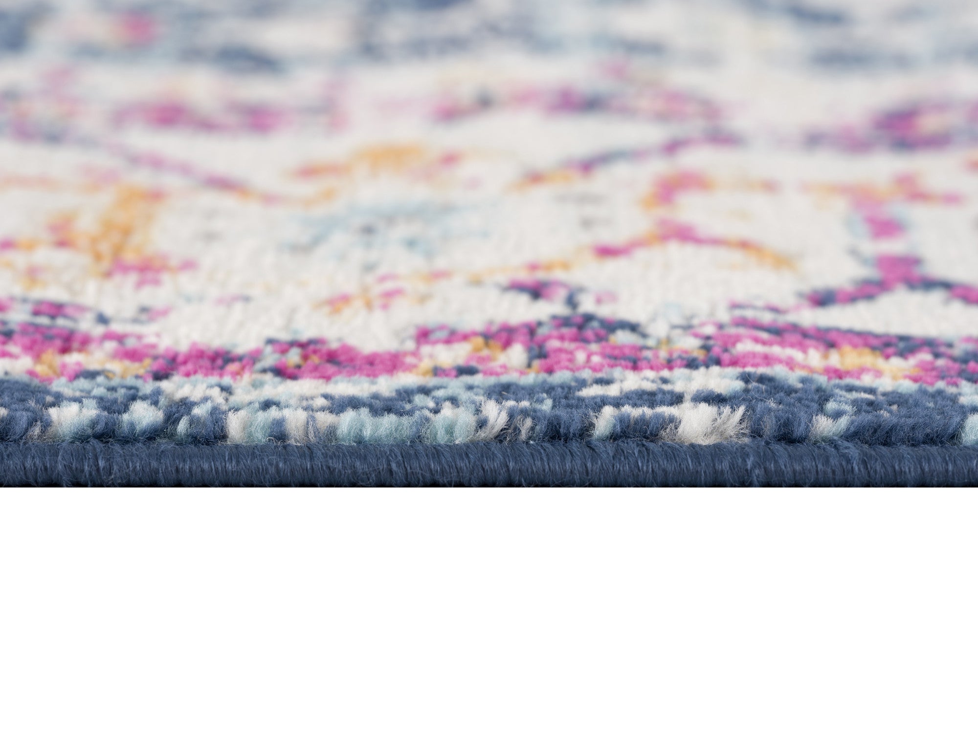 13' Runner Blue and Ivory Oriental Runner Rug