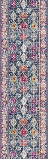 15' Runner Blue and Ivory Oriental Runner Rug - Homeroots - Flyclothing LLC