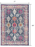 15' Runner Blue and Ivory Oriental Runner Rug - Homeroots