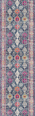 20' Runner Blue and Ivory Oriental Runner Rug - Homeroots