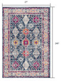 20' Runner Blue and Ivory Oriental Runner Rug - Homeroots