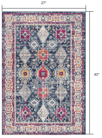 2' X 4' Blue and Ivory Oriental Area Rug - Homeroots - Flyclothing LLC