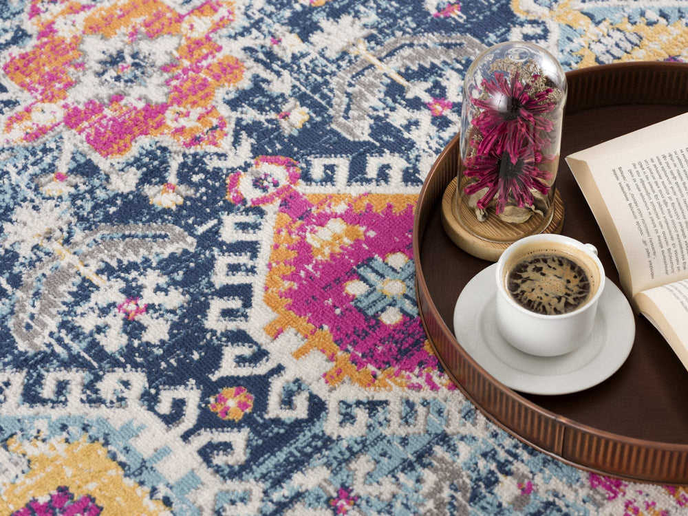 2' X 5' Blue and Ivory Oriental Area Rug - Homeroots - Flyclothing LLC