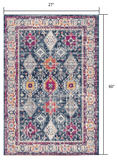 2' X 5' Blue and Ivory Oriental Area Rug - Homeroots