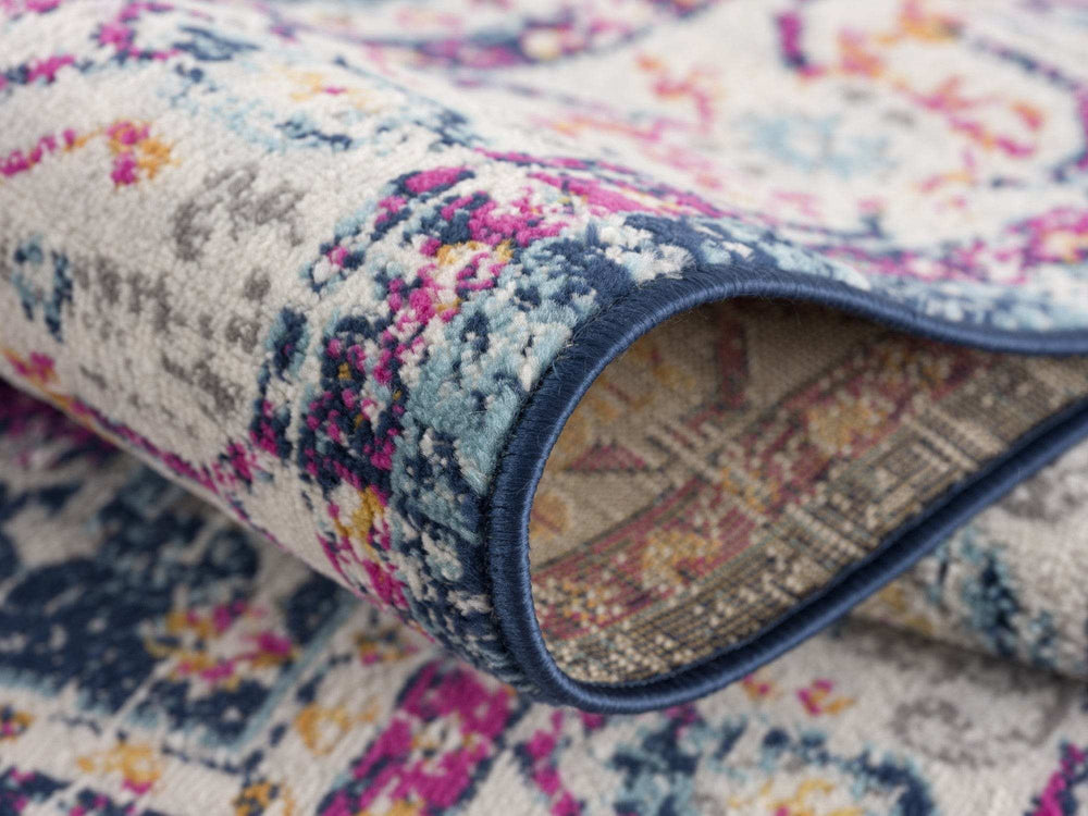 8' Runner Blue and Ivory Oriental Runner Rug - Homeroots - Flyclothing LLC